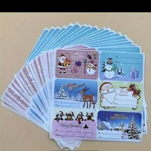NWT 60PC SET Festive Christmas Gift Tags/STICKERS  - Assorted Colors
